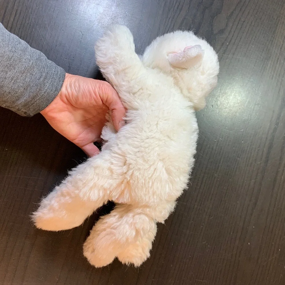 Vintage 1980 Gund White Cat Plush Blue Eyes Bell in Tail 14 Inch Retro‎ Toy